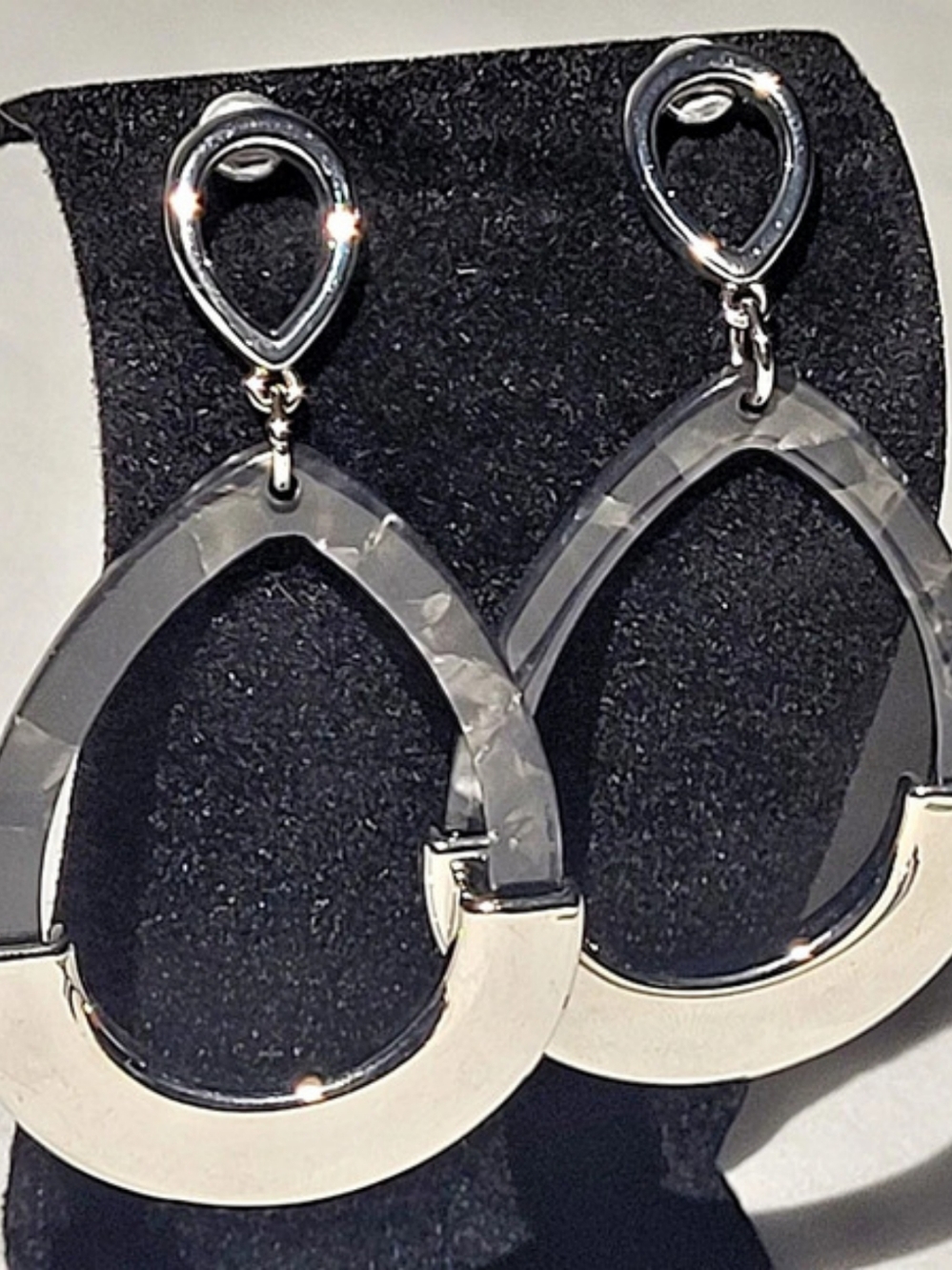 Silver & Black Statement Drop Earrings